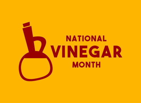 National Vinegar Month. May. Yellow background. Banner, card, background.
