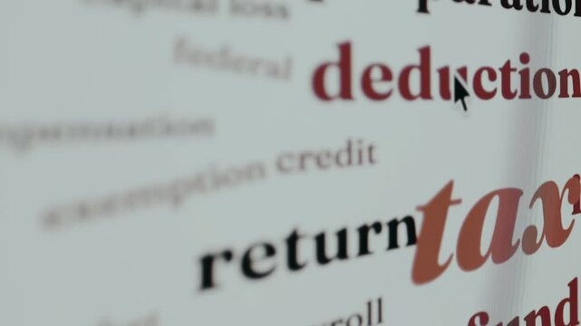 U.S. income tax vocabulary word cloud visualization