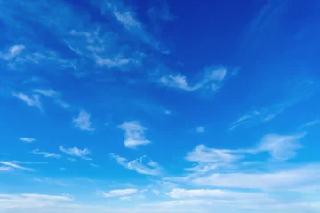 Blue sky with white clouds soft atmospheric background natural skyscape clear weather airy environment minimal scene tranquil daylight backdrop © Dmitrii Labrador