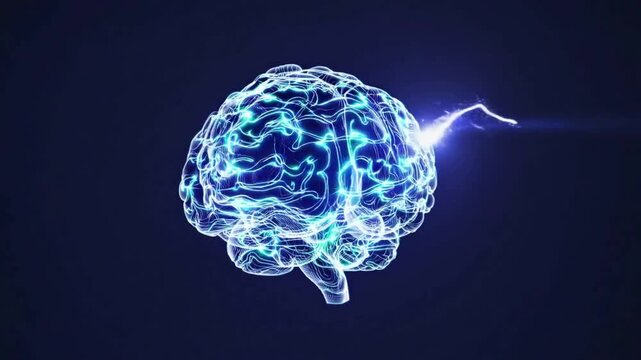 Glowing Neon Brain Animation With Futuristic Neural Network
