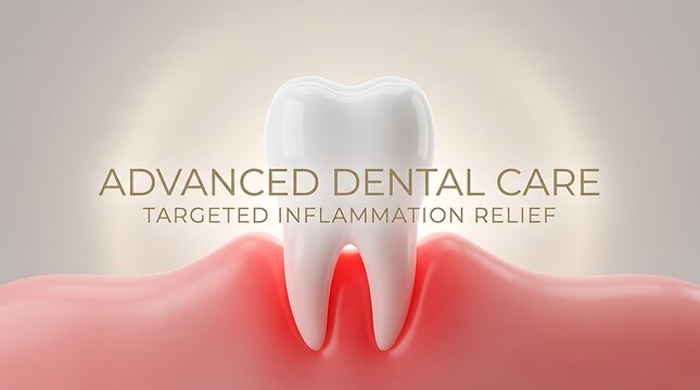 3d render of a healthy white tooth with inflamed red gums