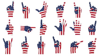 Fototapeta premium Flag day usa patriotic hands forming american flags a celebration of freedom