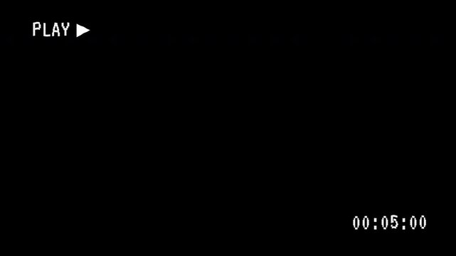 Play VHS 30 second horizontal scratch with timer. Alpha channel 4K video animation
