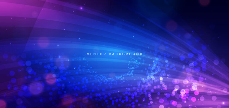 Abstract dot blue and pink overlapping with bokeh on dark blue background.