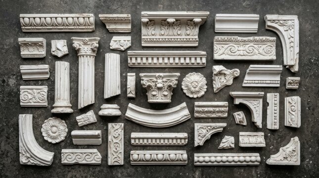 Architectural Elements Collection - Ornate Moldings and Decorative Designs.