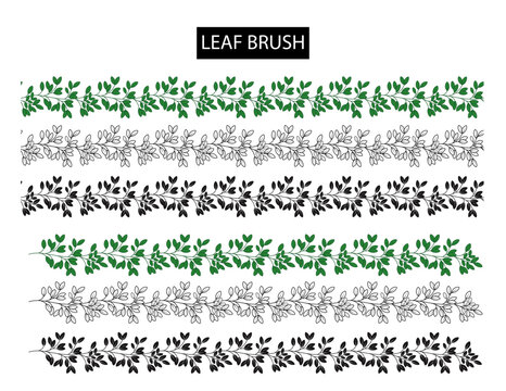 Leaf infinity illustrator vector brush in shades of green and black & white. Illustrator brush. 