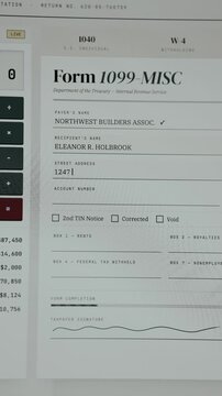 Personal and financial details entered into Form 1099-MISC