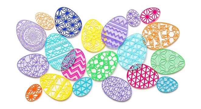 Colorful Easter eggs with transparent background