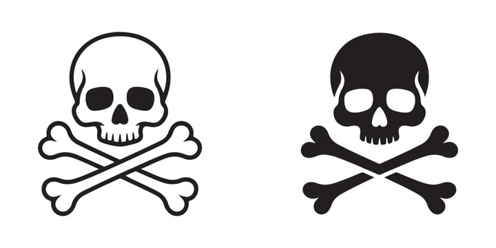 Skull and Crossbones Vector Icons Set