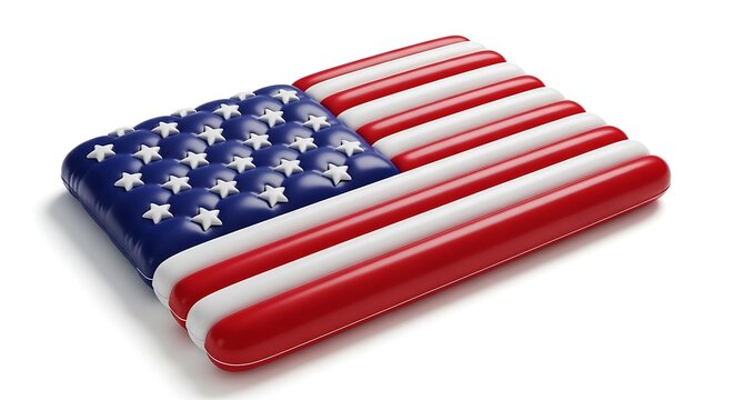 Inflatable pool float in the shape of the american flag isolated on white background