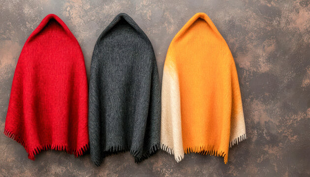 Zero-Waste Recycled Textile Ponchos Simple and versatile ponchos designed from upcycled materials for everyday use