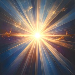 Fototapeta premium A vibrant sunburst radiates from the center against a cloudy sky