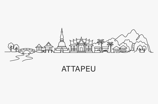 Flat Design one line without breaking the Attapeu city.