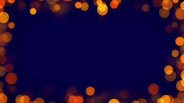 abstract gold city bokeh lights border frame glowing flicker animation ,golden yellow holiday christmas new year social media motion background