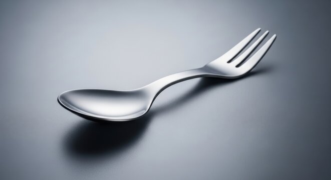 Polished Titanium Spork Hybrid Utensil with Elegant Metal Finish