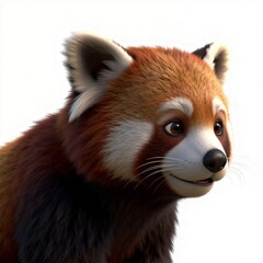 Fototapeta premium Cute Red Panda Portrait on White Background