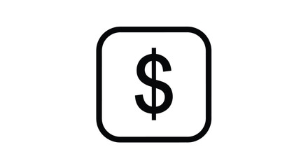 Obraz premium A simple black and white illustration depicting a dollar sign enclosed within a rounded square frame