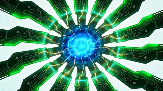 Futuristic circuit design with glowing elements