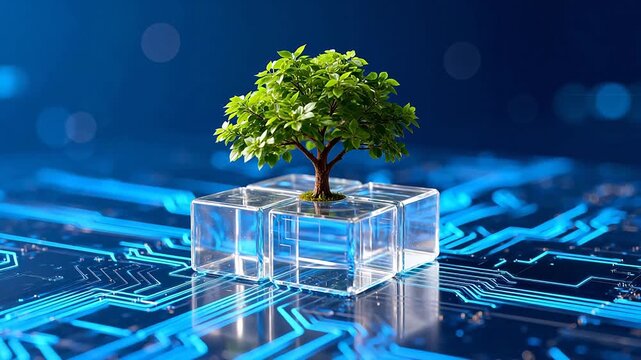 Tree on transparent cubes over circuit board