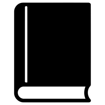 Minimalist vector graphic illustration of a closed hardcover book showcasing a simple flat design style suitable for educational or library related digital projects