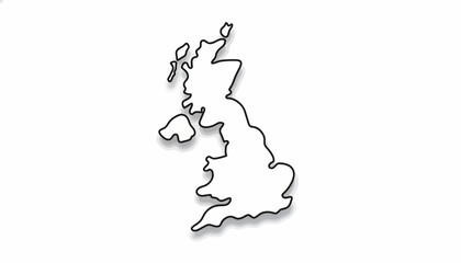 United Kingdom, UK map, vector outline, black illustration, geographic shape © Adam