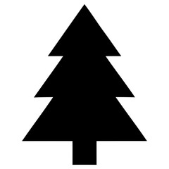 Obraz premium A simple black vector graphic illustration depicting a stylized Christmas pine tree, perfect for holiday season designs and winter-themed festive projects.