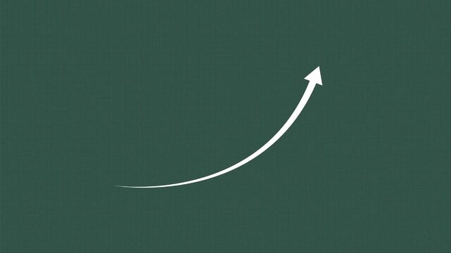 Business financial up graph on grid background. Animated of curved arrow showing upward growth trend concept.