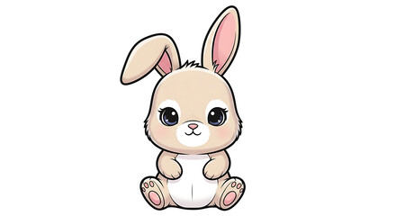 Fototapeta premium Cute cartoon rabbit, adorable bunny illustration, pastel animal, sweet character design