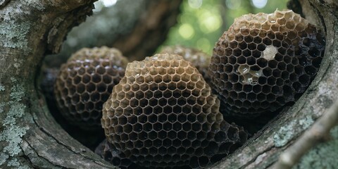 Obraz premium bees on a beehive