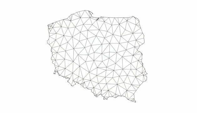 Poland map, geometric network, polygonal illustration, wireframe design