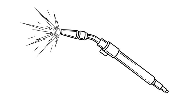 Welding torch, plasma cutter, sparkler, industrial tool, metalwork equipment, vector illustration