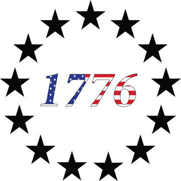 13 Stars 1776 Independence Day. 1776 USA Patriotic Shirt.  Patriotic Clipart.