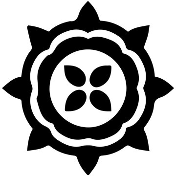 complex black ornate mandala silhouette with a shield-like appearance, perfect for ethnic branding, mystic symbols, and decorative geometric pattern elements.