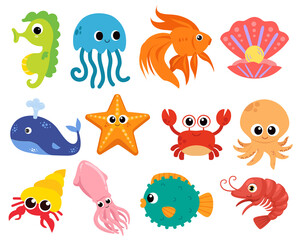 Fototapeta premium Cute Sea Animals