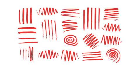 Obraz premium Abstract red lines and scribbles a colorful energetic pattern with silhouette elements