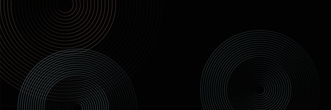 Abstract glowing circle lines on balck background. Geometric stripe line art design. Modern shiny red and blue lines. Futuristic technology concept.