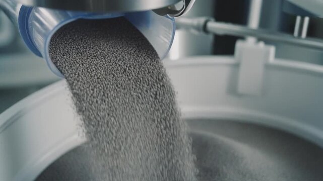 Industrial Pellets Pouring into Machine for Manufacturing