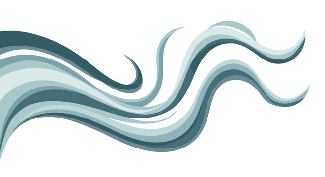 Stylized blue water waves or wind gusts in flowing abstract design capture movement and fluid dynamics for natural elements branding.