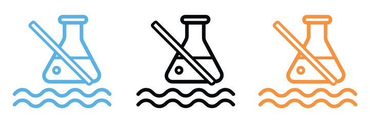 Obraz premium Beaker test tube icon, three color styles, laboratory experiment graphics, science research symbols, vector illustration