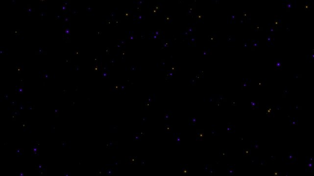 twinkling starfield background 4k loopable overlay, golden and purple stars particles. magical gold and violet glowing stars animation