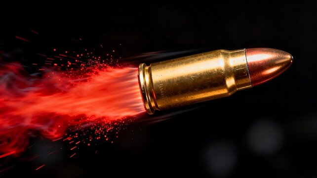 Bullet Firing with Red Trajectory and Sparks