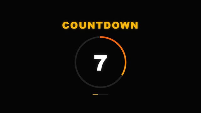 Countdown Timer With Number 7 On Black Background