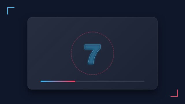 Digital Countdown Timer With Number 7 On Dark Background