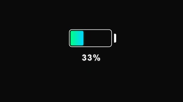 Battery Indicator 33% Power Remaining On Black Background