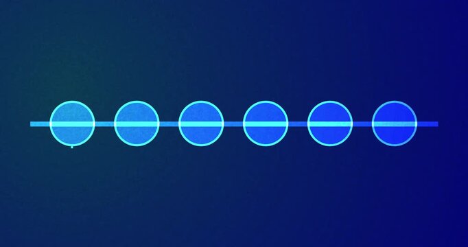 Bluish creative network timeline growth chart with circles blinking 4K. Tech company sales projection connected trunk like nodes chart. Corporate diagram showing data flow from one branch to another. 