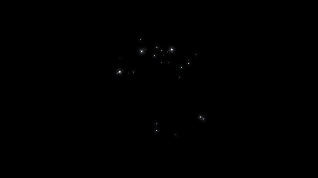 Luxury white glitter star trail circle animation with twinkling sparkle particles, magical pixie dust path, shimmering star motion on black background, elegant festive light transition effect in 4k