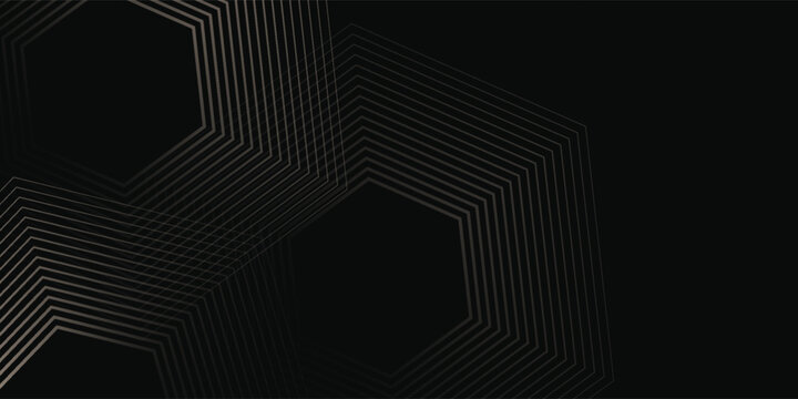 Abstract gold circle lines on dark background. Geometric stripe line art design. Modern luxury template. Suit for presentation, banner, cover, web, flyer, poster, brochure. Vector illustration