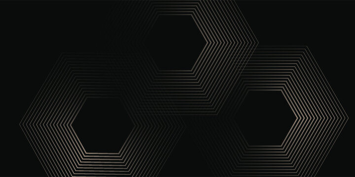 Abstract gold circle lines on dark background. Geometric stripe line art design. Modern luxury template. Suit for presentation, banner, cover, web, flyer, poster, brochure. Vector illustration