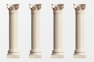 Naklejka premium Four ancient greek roman style ionic columns providing support and architectural aesthetic