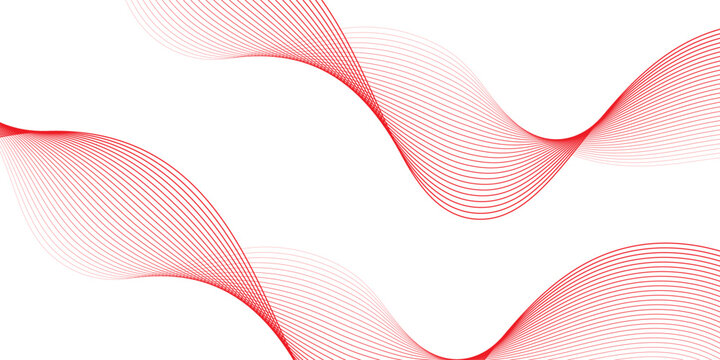 Vector abstract red background with dynamic red waves, lines and particles.